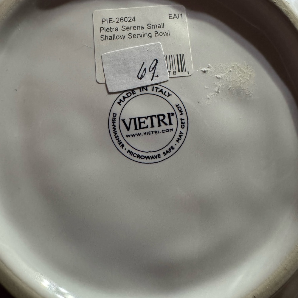 VIETRI Pierre SERENA SMALL SHALLOW SERVING BOWLVIE-PIE-26024 New - Picture 3 of 3